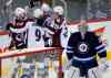BORIS MINKEVICH / WINNIPEG FREE PRESS
The Colorado Avalanche celebrate Ryan O'Reilly's second-period goal in Thursday evening's game at the MTS Centre.