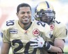 TREVOR.HAGAN@FREEPRESS.MB.CA
Bombers' linebacker Siddeeq Shabazz (left) with Brady Browne earlier this season.