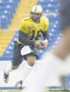 JOE.BRYKSA@FREEPRESS.MB.CA
Pictured above, new Winnipeg Blue Bombers quarterback Michael Bishop runs a drill at Canad Inns Stadium Tues­day.