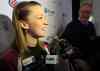 JOE BRYKSA / WINNIPEG FREE PRESS
Skip Chelsea Carey from the Fort Rouge Curling Club was all smiles at news conference today after her team was seeded #1 at the 2014 Scotties Tournament of Hearts held in Virden, Manitoba. (JOE BRYKSA / WINNIPEG FREE PRESS)