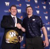 JOE BRYKSA / WINNIPEG FREE PRESS
New Winnipeg Blue Bomber pivot Drew Willy (left) with head coach Mike O'Shea makes his debut with team colours Friday at Investors Group Stadium.