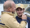 JOE BRYKSA / WINNIPEG FREE PRESS
Bombers director of scouting Drew Morris, right  with Bombers assistant GM Danny McManus  at practice Thursday morning at Investors Group Field.