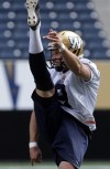 KEN GIGLIOTTI / WINNIPEG FREE PRESS
Punter Mike Renaud kicks high and long during Bomber practice.