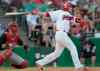 JOHN WOODS / WINNIPEG FREE PRESS
Winnipeg Goldeyes' Donnie Webb smacked a double during the 2014 American Association All-Star Game at Shaw Park Tuesday evening.