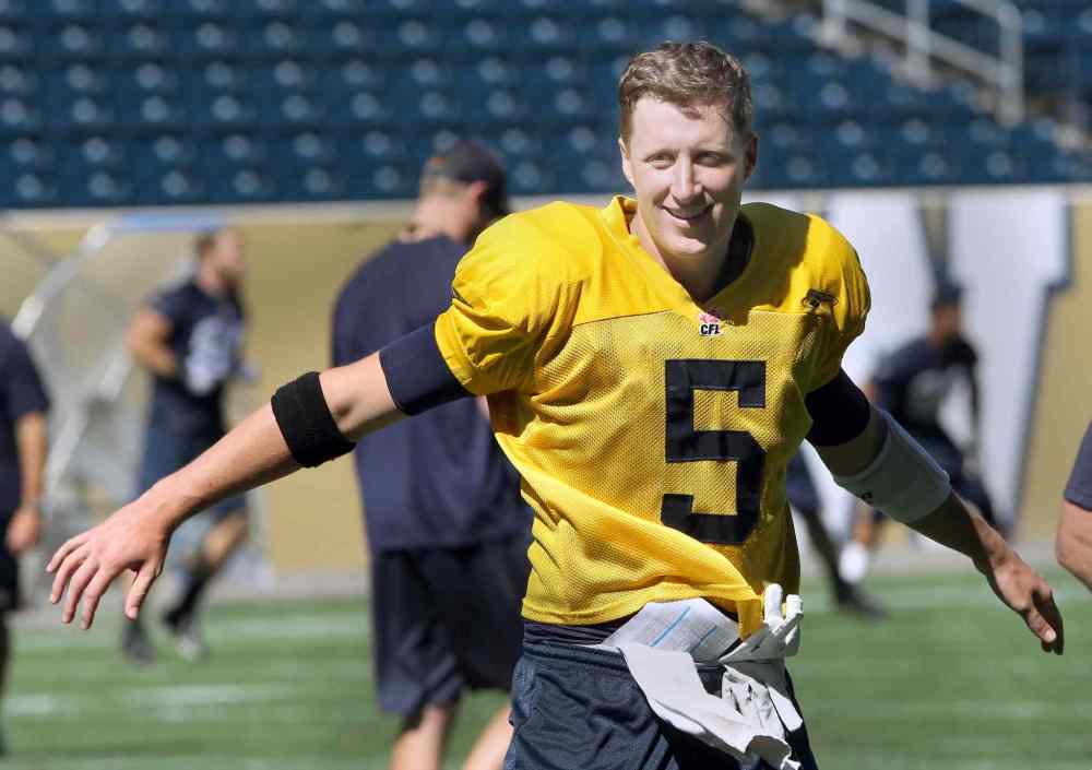 Joe Bryksa / Winnipeg Free Press
Winnipeg Blue Bombers QB Drew WIlly at practice Thursday at Investors Group Field. The Bombers are preparing for the annual Labour Day Classic against the Saskatchewan Roughriders this Sunday.