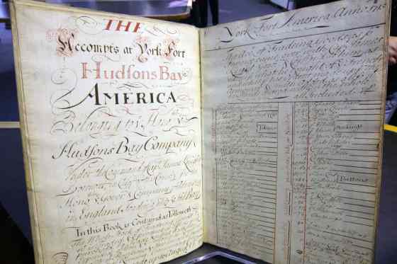 A York Factory accounting book, circa 1714-1715, part of the Hudson's Bay Company collection at Manitoba Archives. (Joe Bryksa / Free Press files)
