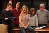 BORIS MINKEVICH / WINNIPEG FREE PRESS
Theatre Projects Manitoba artistic director Ardith Boxall, centre, on the set of Proud. Behind her is the cast, from left: Kevin Gable, Eric Blais, Daria Puttaert and Ross McMillan.