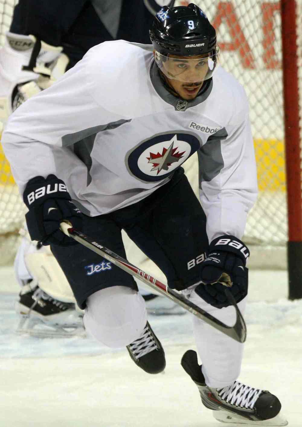 JOE BRYKSA / WINNIPEG FREE PRESS
Winnipeg Jets' Evander Kane at practice Monday morning at the MTS Centre in Winnipeg. The Jets are preparing for a three day road trip starting tomorrow in Columbus, Ohio.