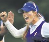 Mike Groll / THE ASSOCIATED PRESS
Team USA's Paula Creamer whoops after making a big putt on the 17th hole.
