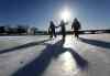 Ruth Bonneville / Winnipeg Free Press
A family skates along the Red River near the Forks on the day of its opening Thursday afternoon.