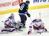 Phil Hossack / Winnipeg Free Press
New York Ranger #5 Dan Giradi blocks a screen shot in front of netminder Henrik Lundqvist Winnipeg Jet #26 Blake Wheeler was hoping to take advantage of Tuesday at the MTS Center. March 31, 2015.