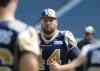 Jason Halstead / Winnipeg Free Press
Winnipeg Blue Bombers DT Zach Anderson runs off the field during football practice at Investors Group Field on Wednesday.