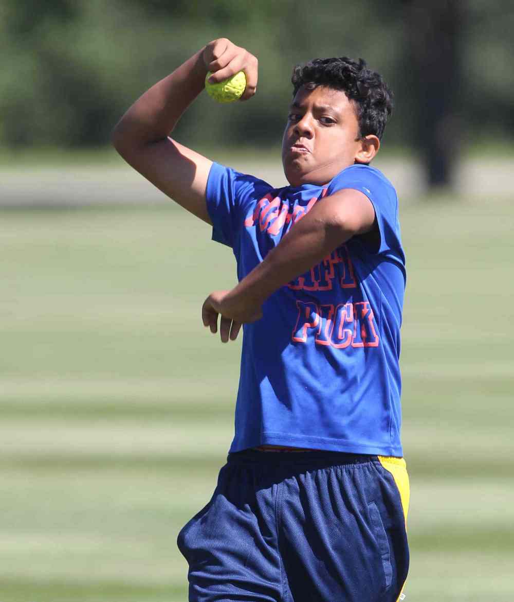 Shlok Patel, 15 years does some bowling practice at Assiniboine Park Friday. He and is teammates are preparing for upcoming Under 16 Canada Cup Cricket play that will be held in Winnipeg. JOE BRYKSA / WINNIPEG FREE PRESS