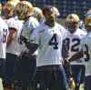 Winnipeg Blue Bombers' Darvin Adams (4) during practice at Investors Group Field Monday afternoon. (Mike Deal / Winnipeg Free Press)