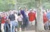 DAVE MARTIN / THE ASSOCIATED PRESS
Tiger Woods hits from the rough on the seventh hole in the first round of the Tour Championship at East Lake Golf Club in Atlanta Thursday. He’s a shot off the lead.
