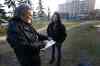 John Woods / Winnipeg Free Press
Al Wiebe completes the 2015 Street Homeless Census with June Moore outside Thunderbird House Monday. A census was taken of Winnipeg's homeless population.