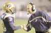 TREVOR HAGAN / WINNIPEG FREE PRESS
After booting a field goal, Alex Serna gets a congratulatory fist bump from head coach Mike Kelly.