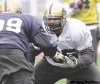 WAYNE.GLOWACKI@FREEPRESS.MB.CA 
New Blue Bombers offensive lineman Qasim Khan, 6-foot-4 and 310 pounds, works out with the team at practice Friday.