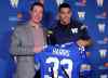 BORIS MINKEVICH / WINNIPEG FREE PRESS files 
Bombers have been busy in free agency, adding running backs Andrew Harris (pictured with Bombers general manager Kyle Walters) and Pascal Lochard, receivers Weston Dressler and Ryan Smith, defensive tackles Keith Shologan and Euclid Cummings, offensive lineman Jeff Keeping and kicker Justin Medlock.