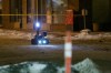 John Woods / Winnipeg Free Press
A police robot makes its way  across a parking lot to investigate a suspicious package at a Boston Pizza on McPhillips Monday. The robot shot the package to dispose of it.