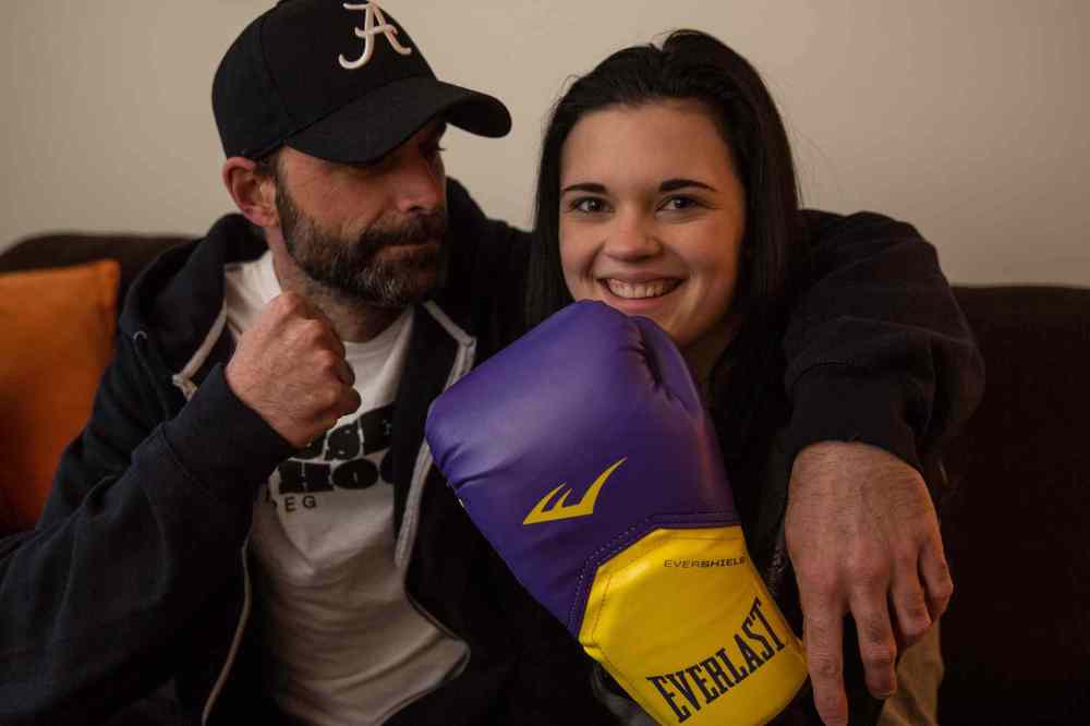 Mike Deal / Winnipeg Free Press
Calli Vanderaa and her dad, Corey. Calli has taken up boxing since she was shot last fall.