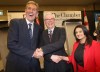 Joe Bryska/Winnipeg Free Press
(From left) Progressive Conservative Leader Brian Pallister, NDP Leader Greg Selinger and Liberal Leader Rana Bokhari pose for a photo prior to the start of The Winnipeg Chamber of Commerce debate at the RBC Convention Centre on Wendesday.