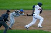 JOHN WOODS / WINNIPEG FREE PRESS
Winnipeg Goldeyes Reggie Abercrombie (11) gets tagged out by Sioux Falls Canaries Frank Martinez (10) as he gets caught trying to steal third during their game in Winnipeg Tuesday.
