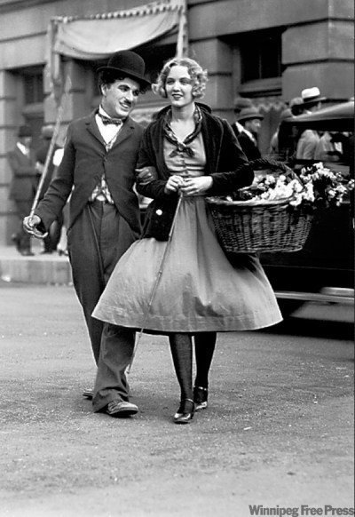 Charlie Chaplin and Virginia Cherrill in 1931's silent classic City Lights.