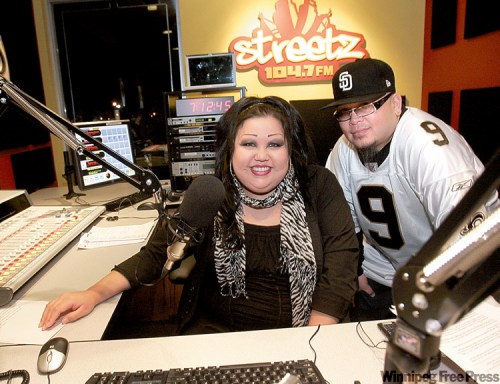WAYNE.GLOWACKI@FREEPRESS.MB.CA  Miss Melissa and J-Boogie at the launch of hip-hop/urban radio station Streetz 104.7 FM Monday.