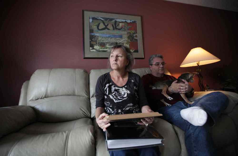 Sandy sometimes is moved to tears as she looks back at the life they once had before Doug's dementia. (Ruth Bonneville / Winnipeg Free Press)