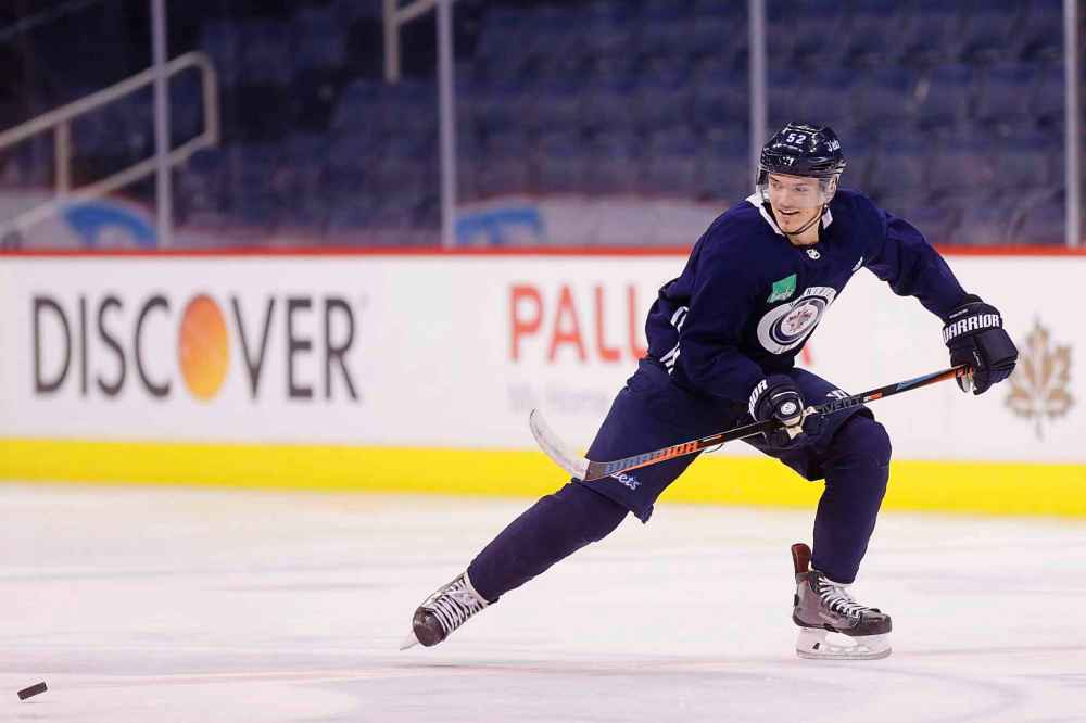 MIKAELA MACKENZIE / WINNIPEG FREE PRESS
Jets forward Jack Roslovic skates during practice at the MTS Centre in Winnipeg on Thursday, April 12, 2018. 
Mikaela MacKenzie / Winnipeg Free Press 2018.