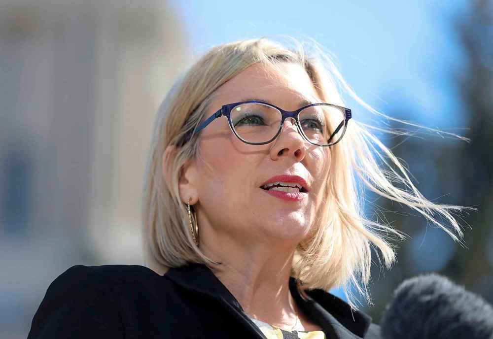 RUTH BONNEVILLE / WINNIPEG FREE PRESS
Sustainable Development Minister Rochelle Squires, minister responsible for the status of women Manitoba Government, announces launch of Intake for community development programs at the Nellie McClung Memorial, southwest grounds, Legislative Building Thursday.  
See Nick Martin story.
April 26,  2018