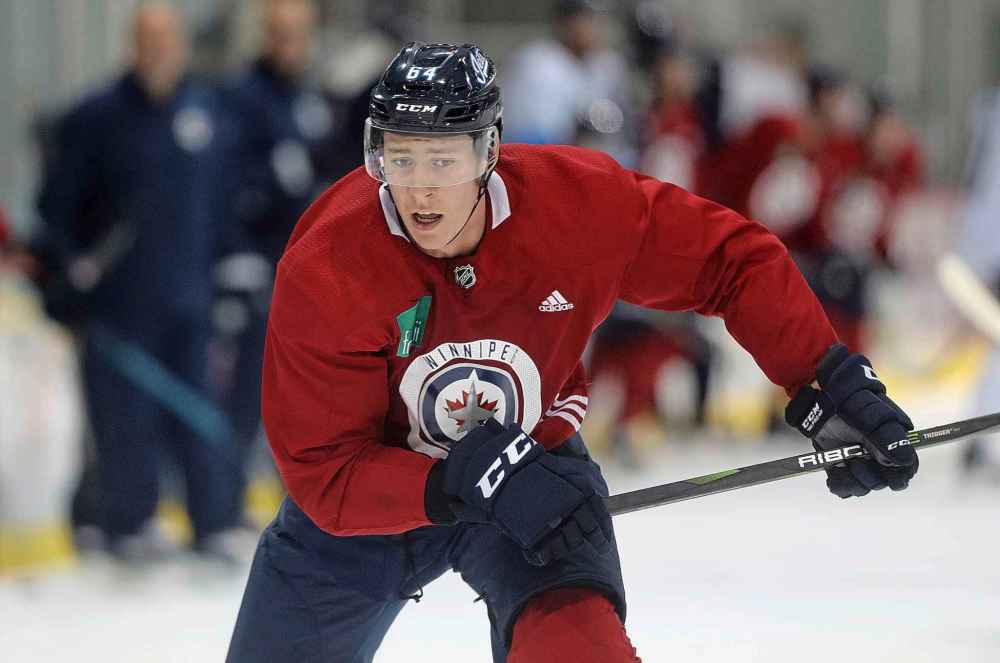 TREVOR HAGAN / WINNIPEG FREE PRESS
Winnipeg Jets' Logan Stanley at practice Saturday morning at Bell MTS Iceplex.