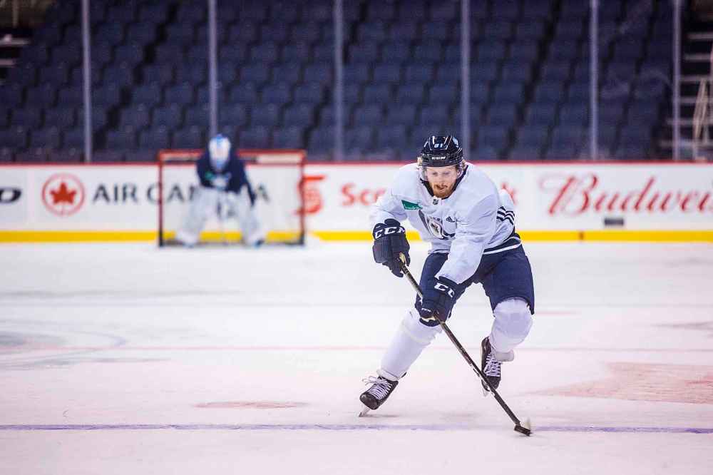 MIKAELA MACKENZIE / WINNIPEG FREE PRESS
Forward Kyle Connor skates at the Jets practice at Bell MTS Place on Wednesday.