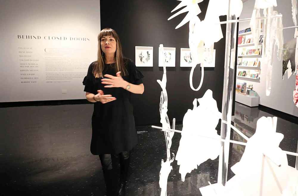 RUTH BONNEVILLE / WINNIPEG FREE PRESS
Aartist Dominique Rey with her work for the WAG's Behind Closed Doors exhibit featuring artists that are either based in Winnipeg or have Winnipeg roots.