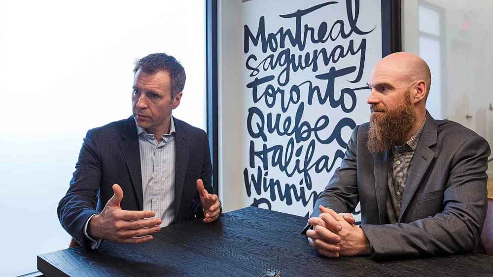 MIKE DEAL / WINNIPEG FREE PRESS
Yannis Mallat (left), CEO of Ubisoft Canadian Studios and Darryl Long (right), Managing Director of Ubisoft Winnipeg.
