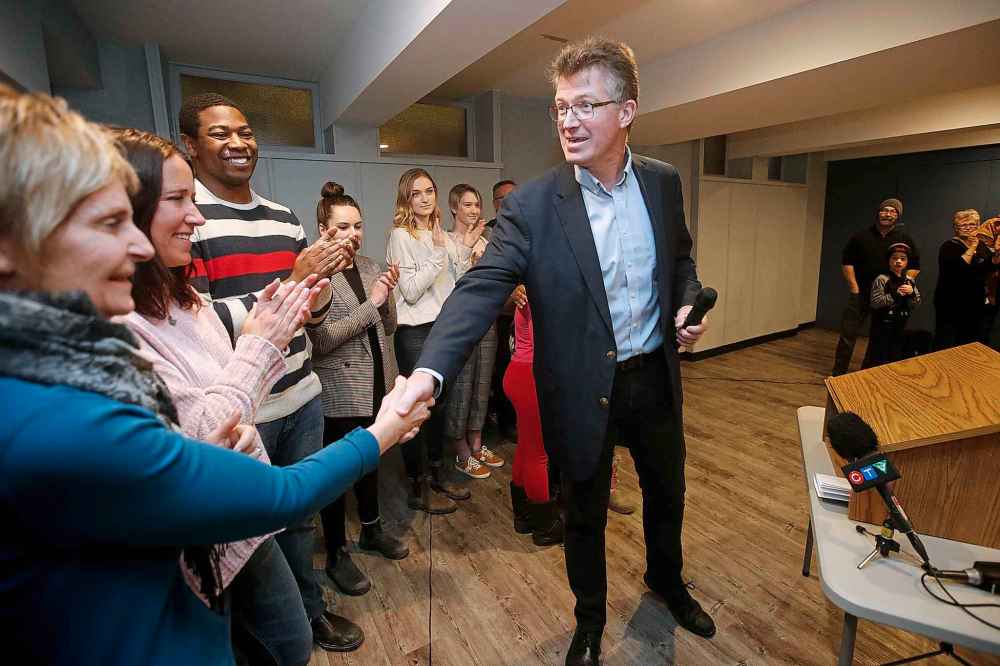 JOHN WOODS / WINNIPEG FREE PRESS
Manitoba MLA Andrew Swan greets supporters at Robert Steen Community Centre before he announced on Monday that he will be running for the federal NDP seat in Winnipeg Centre in the next federal election.