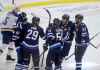 TREVOR HAGAN / WINNIPEG FREE PRESS FILES  

Winnipeg Jets' Kyle Connor (81), Patrik Laine (29), Mark Scheifele (55), Blake Wheeler (26) and Dustin Byfuglien (33) celebrate after Laine scores.