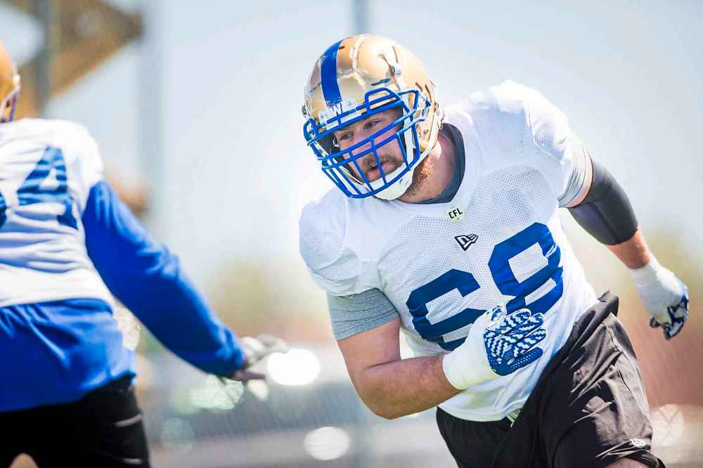 MIKAELA MACKENZIE / WINNIPEG FREE PRESS
Geoff Gray is happy to have a chance to play football at home, but he's not collecting mementoes yet.