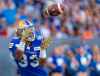 SASHA SEFTER / WINNIPEG FREE PRESS
Winnipeg Blue Bombers running back Andrew Harris catches a touchdown pass in a game against the Ottawa Redblacks at IG Field on Friday night.