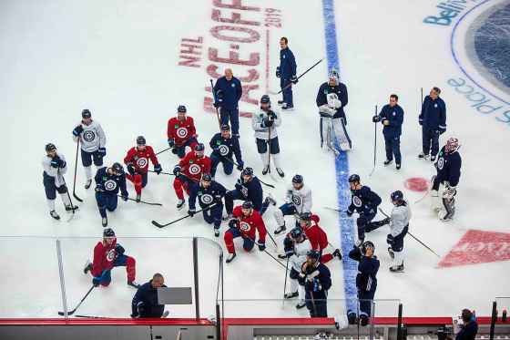 MIKAELA MACKENZIE / WINNIPEG FREE PRESSThe Jets practice at Bell MTS Place on Wednesday, Oct. 2, 2019. For sports story.Winnipeg Free Press 2019.