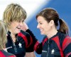 Nathan Denette / the canadian press
Canada skip Cheryl Bernard (right) and second Carolyn Darbyshire are happy with the result of a shot Thursday against Sweden.