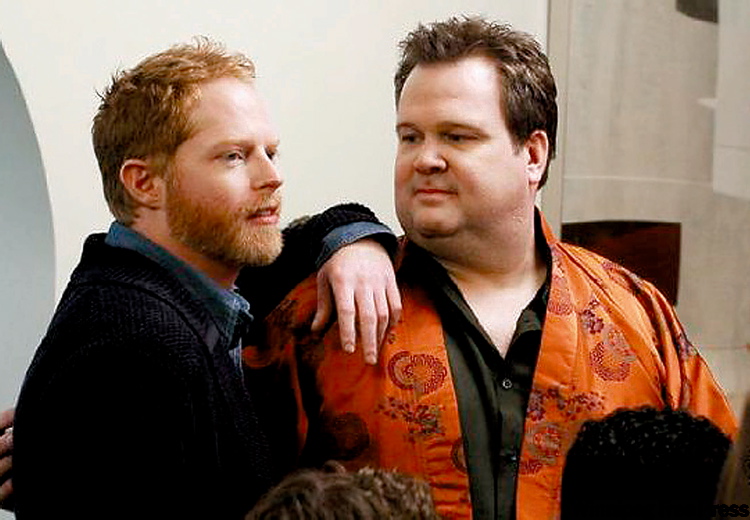 Jesse Tyler Ferguson (left) and Eric Stonestreet are adoptive gay dads Mitchell Pritchett and Cameron Tucker.