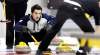 WAYNE.GLOWACKI@FREEPRESS.MB.CA 
Skip Daniel Birchard watches rock in the final game against the team skipped  by Sam Good in the Provincial Junior Men's Curling Championship held at the Gimli Recreation Centre Monday.