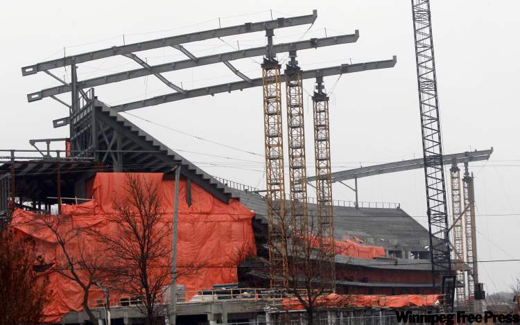 Wayne Glowacki / Winnipeg Free Press
The new stadium called Investors Group Field under construction on the University of Manitoba Fort Garry campus.