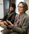 WAYNE GLOWACKI / WINNIPEG FREE PRESS
At right, Betty Rowbotham and sister Barb Kilpatrick at news conference Friday to comment on Mark Stobbe being found not guilty in the slaying of their sister Beverly Rowbotham.