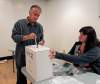WAYNE GLOWACKI / WINNIPEG FREE PRESS
John Cianflone casts his vote in the Fort Whyte byelection at the Linden Woods Community Centre polling station Tuesday morning.