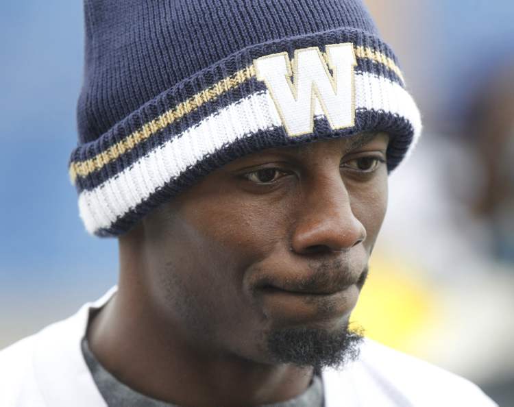 WAYNE GLOWACKI / WINNIPEG FREE PRESS Archives
Winnipeg Blue Bomber slotback Terrence Edwards says his bad ankle won't keep him out of the game against Hamilton.