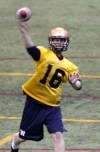 WAYNE GLOWACKI / WINNIPEG FREE PRESS
Quarterback Max Hall throws a pass at the Winnipeg Blue Bombers mini-camp Wednesday.