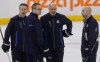 Wayne Glowacki / Winnipeg Free Press files
Winnipeg Jets coaching staff from left, Wade Flaherty, Paul Maurice, Charlie Huddy and Pascal Vincent get together at the optional skate at the MTS centre. Huddy, Flaherty and Vincent have all re-signed with the team.